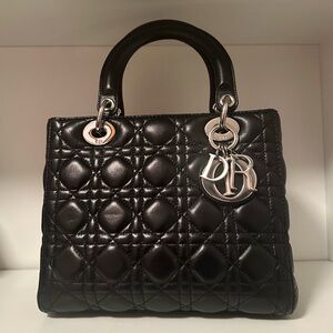 🌹SOLD🌹 Lady Dior Black Medium Quilted Bag with Silver Hardware